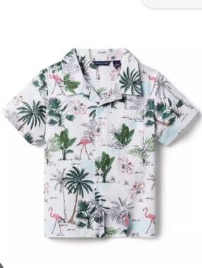 Janie and Jack Boy's Tropical Print Caba a Shirt Size 5